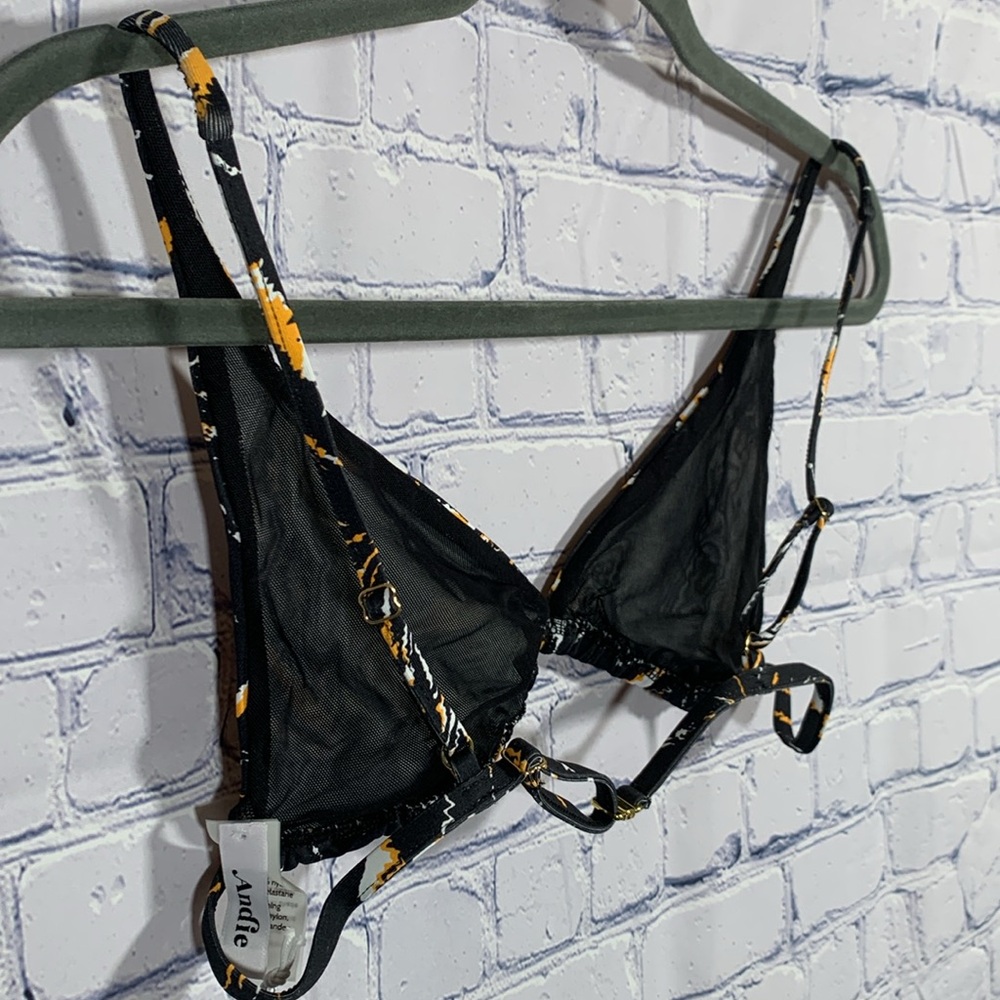 Andie Swim Womens Tropex Bikini Top Black Multicolor Print Beach Vacation L NWT - Picture 7 of 9